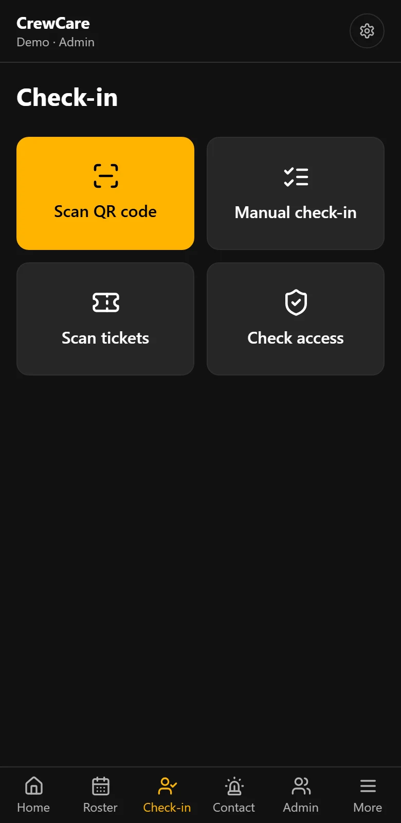 CrewCare check-in