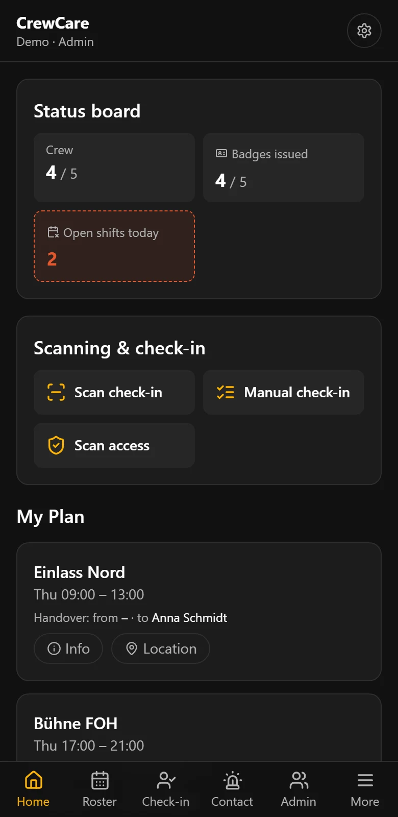 CrewCare dashboard